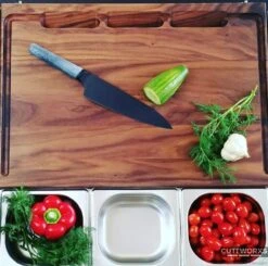 Cuttworxs Notenhouten Snijplank XL Met Sap Geul En Geïntegreerde Opvangbak -Petromax || Napoleon || Big Green Egg Verkoop cuttworxs notenhouten snijplank xl met sap geul en 3