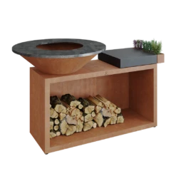 Ofyr Island Corten 85-100 Teakhout En Donker Grijs Keamiek -Petromax || Napoleon || Big Green Egg Verkoop ofyr island corten 85 100 teakhout en donker grijs 2