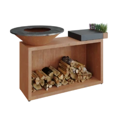 Ofyr Island Corten 85-100 Teakhout En Donker Grijs Keamiek -Petromax || Napoleon || Big Green Egg Verkoop ofyr island corten 85 100 teakhout en donker grijs 3